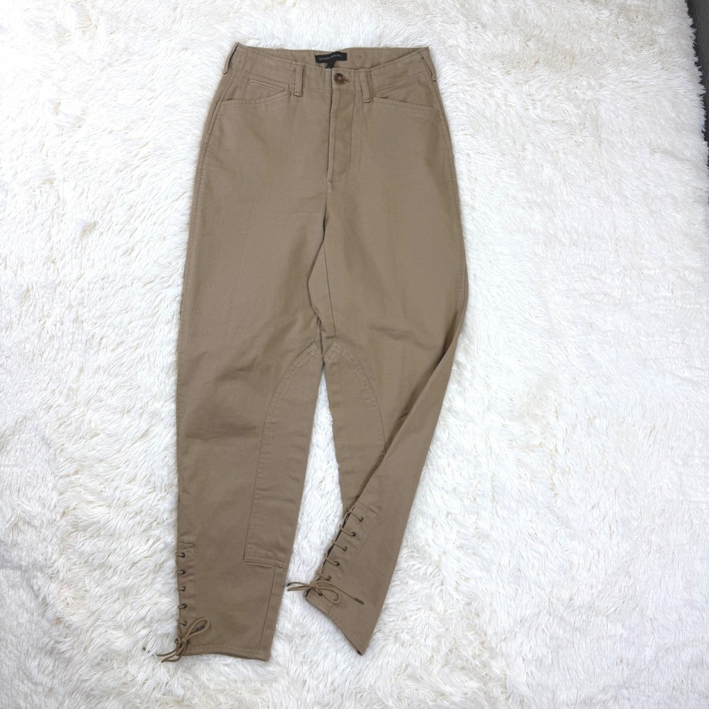 Banana Republic Jodhpur Pants Womens 0 Tan Lace Up Ankle Cinch Back Cotton Twill